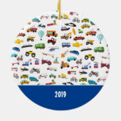 Junge Dinge, die Auto bewegen Auto Kindermädchen W Keramik Ornament (Hinten)