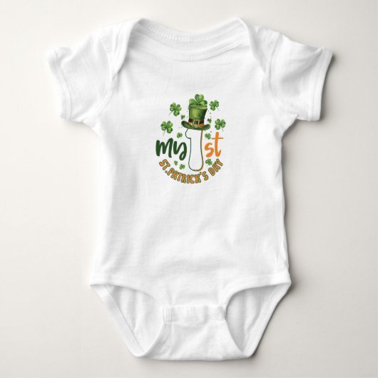 Junge Dinosaurier 1. St. Patrick's Day Baby Strampler (Vorderseite)