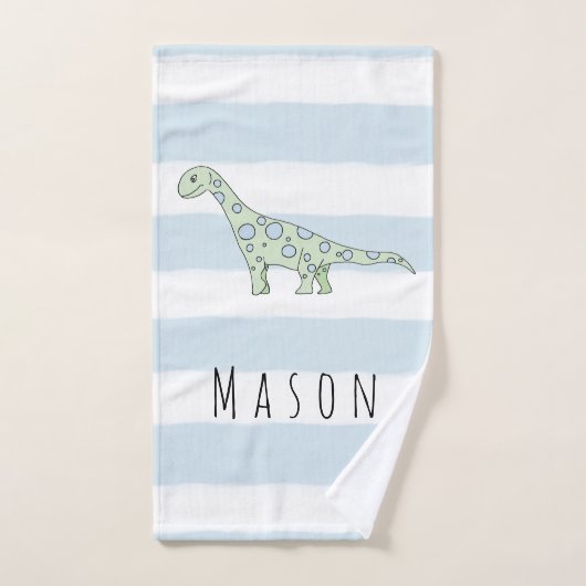 Junge Dinosaurier mit Kindername Badhandtuch Set (Handtuch)