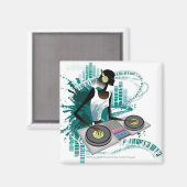 Junge Dj mit Turntable im Nachtclub Magnet (Vorderseite/Rückseite)