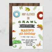 Junge Donut und Reptilien Party Einladung (Vorne/Hinten)