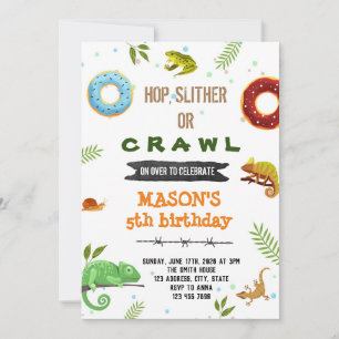 Junge Donut und Reptilien Party Einladung