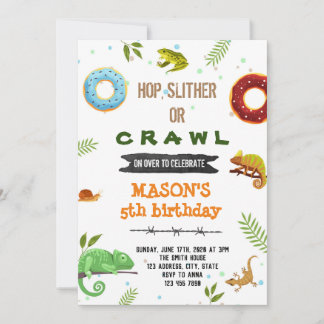Junge Donut und Reptilien Party Einladung