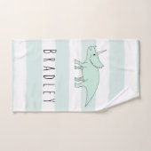 Junge Doodle Triceratops Dinosaur Kinder mit Namen Badhandtuch Set (Handtuch)