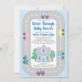 Junge Drive durch Babydusche Einladung (Vorderseite)
