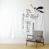 Junge Dusche Storch weißes Foto Hintergrund Wandteppich (Beispiel (Horizontal))