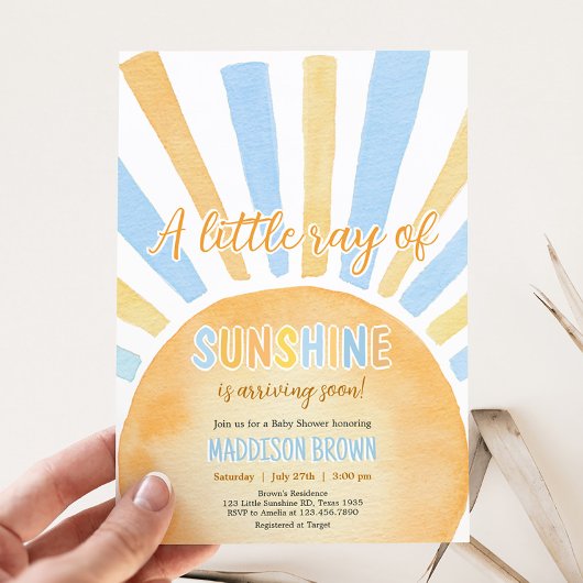 Junge ein wenig Ray von Sunshine Baby Dusche Einladung