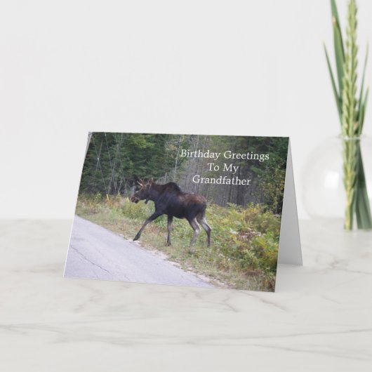 Junge Elche auf der Straße-Großvater Geburtstag Karte (Vorderseite)