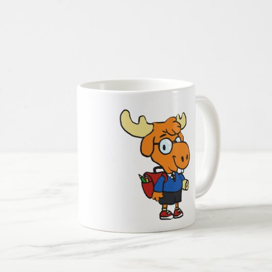 Junge Elche mit Rucksack | Farbe wählen Kaffeetasse (VorderseiteRechts)