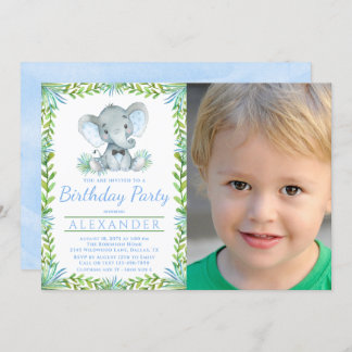 Junge Elephant jede Zahl Foto Geburtstagspartei Einladung