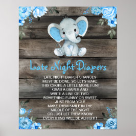Junge Elephant Spätdiapers Baby Showspiel Poster