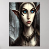 Junge Elfenweibchen blaues Auge | AI Art Poster (Vorne)