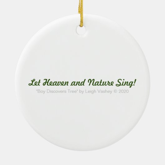 Junge entdeckt Baum Keramik Ornament (Hinten)