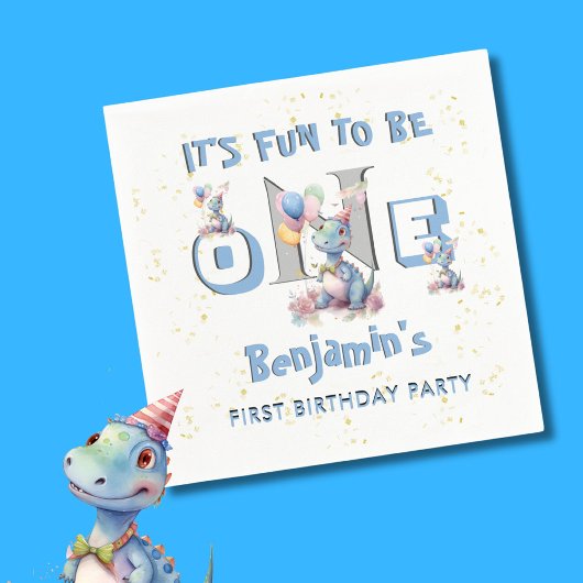 Junge erste Geburtstag Fun One Dinosaurier Serviette