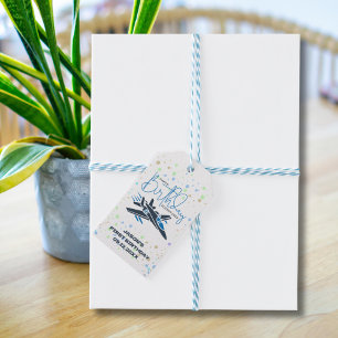 Junge erste Geburtstag Jet Fighter Flugzeug Blue W Geschenkanhänger