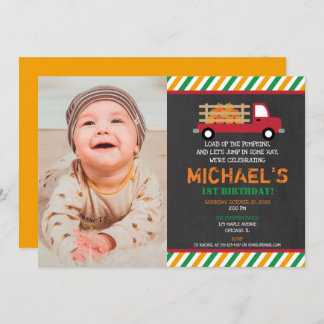 Junge Erste Geburtstagskürbis Einladung