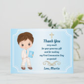 Junge Erste Heilige Kommune Danke Karte (Stehend Vorderseite)