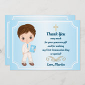 Junge Erste Heilige Kommune Danke Karte (Vorne/Hinten)