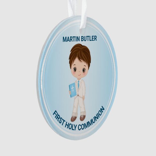 Junge Erste heilige Kommunion Acrylschmuck Ornament (Vorderseite)