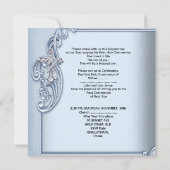 Junge Erste Heilige Kommunion Blaue Bestätigung 2 Einladung (Rückseite)