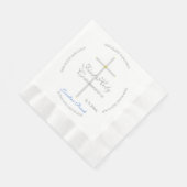Junge Erste Heilige Kommunion Cross Blue Name Serviette (Ecke)