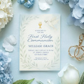 Junge Erste heilige Kommunion Dove & Chalice Einla Einladung