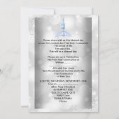 Junge Erste heilige Kommunion Silberblauer Jungen Einladung (Rückseite)