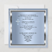 Junge Erste heilige Kommunion Silver Blue 2 Einladung (Rückseite)