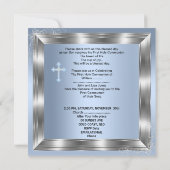 Junge Erste Heilige Kommunion Silver Blue 2a Einladung (Rückseite)