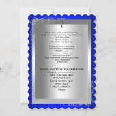 Junge Erste Heilige Kommunion Silver Royal Blue 2s Einladung (Rückseite)