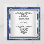 Junge Erste Heilige Kommunion Silver Royal Blue 3 Einladung (Rückseite)