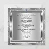 Junge Erste Heilige Kommunion Silver Royal Blue 6 Einladung (Rückseite)