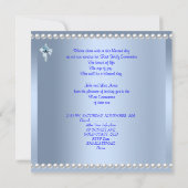 Junge Erste Heilige Kommunion Weißer Lace Blue Pea Einladung (Rückseite)