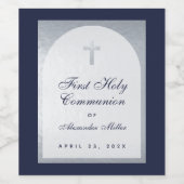 Junge Erste Kommune Imitate Silver Arch Navy Blau Weinetikett (Einzelnes Label)