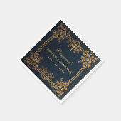 Junge Erste Kommune Navy Vintage Goldweine Serviette (Ecke)