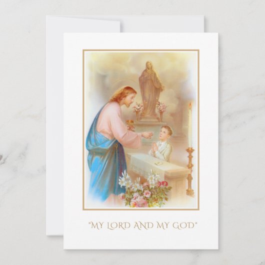 Junge Erste Kommunion Katholische Erinnerung an He Ankündigung (Vorderseite)