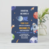 Junge Erste Raumplaner 1. Geburtstag Einladung (Stehend Vorderseite)