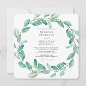 Junge Eukalyptus-Blätter bei Botanischer Hochzeit Einladung (Vorderseite)