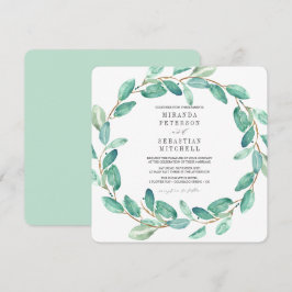 Junge Eukalyptus-Blätter bei Botanischer Hochzeit Einladung