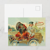 Junge fährt eine Truthahn auf einem Oldtimer, Ernt Postkarte (Vorne/Hinten)