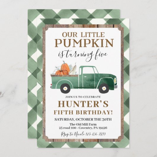 Junge Fall Geburtstag Einladung jeden Alters (Vorne/Hinten)