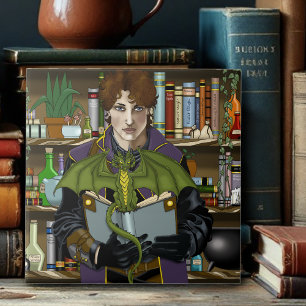 Junge Fantasy-Bibliotheksbücher des Zauberers Drac Fliese