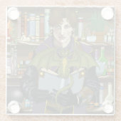 Junge Fantasy-Bibliotheksbücher des Zauberers Drac Glasuntersetzer (Rückseite)