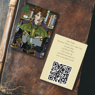 Junge Fantasy-Bibliotheksbücher des Zauberers Drac Visitenkarte