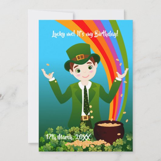Junge feiert Geburtstag am St. Patrick's Day Einladung (Vorderseite)