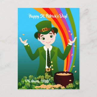 Junge feiert Geburtstag am St. Patrick's Day Postkarte