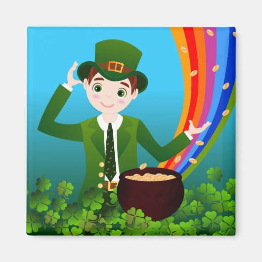 Junge feiert Saint Patrick Day Magnet (Vorne)
