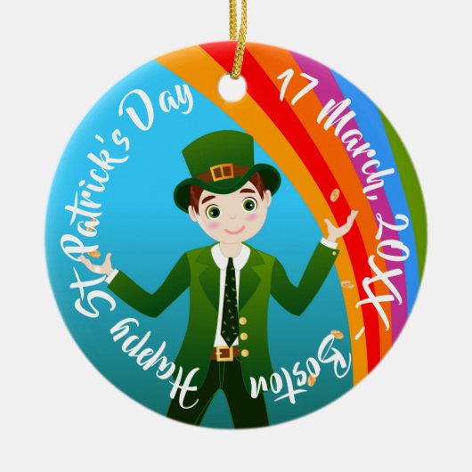 Junge feiert St.Patrick's mit irischem Segen C Keramik Ornament (Vorne)
