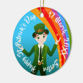 Junge feiert St.Patrick's mit irischem Segen C Keramik Ornament (Links)