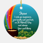 Junge feiert St.Patrick's mit irischem Segen C Keramik Ornament (Hinten)